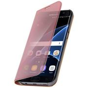 Etui i futerały do telefonów - Etui z klapką, lustrzane etui do Samsunga Galaxy S7 Edge, stojące etui – różowe - miniaturka - grafika 1