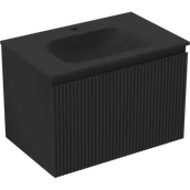 Szafki łazienkowe - Mexen Rivel szafka łazienkowa 70 cm z umywalką Vela, 1 szuflada, ryflowana , czarna mat - 91A20-07047-1-BF71-W23M71 - miniaturka - grafika 1