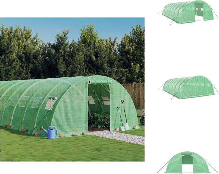 vidaXL Szklarnia z ramą stalową zielona 32 m² 8x4x2 m - Szklarnie