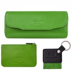 ETUI NA OKULARY, ETUI NA KLUCZE I BRELOCZEK ZESTAW PREZENTOWY W KOLORZE ZIELONYM PAOLO PERUZZI ZUP-122-GR - Etui na klucze - miniaturka - grafika 1