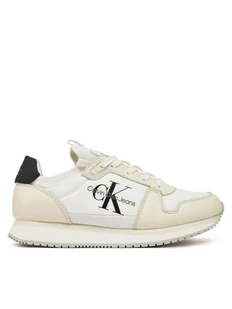 Calvin Klein Jeans Sneakersy Runner Sock Laceup Ml Lth YW0YW01616 Biały - Sneakersy damskie - miniaturka - grafika 1