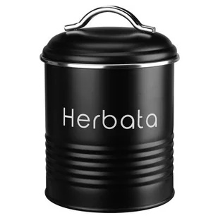 Pojemnik metalowy okrągły ALCANO HERBATA czarny - Pojemniki kuchenne - miniaturka - grafika 1