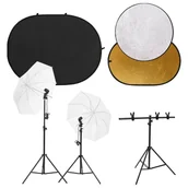 Lampy studyjne - Vidaxl Fotograficzny Zestaw Studyjny Z Oświetleniem, Tłem I Blendami - miniaturka - grafika 1