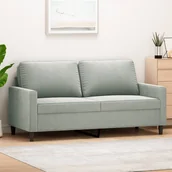 Sofy i kanapy - Sofa 2-osobowa, jasnoszara, 140 cm, tapicerowana aksamitem - miniaturka - grafika 1