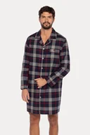 Piżamy męskie - Flanelowa koszula nocna męska JOSE L Ciemnoniebieski - miniaturka - grafika 1