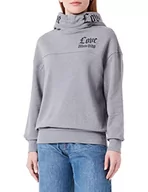 Bluzy damskie - Love Moschino Damska bluza z kapturem Love On Hood's z nadrukiem gotyckiego logo, 50 sztuk, Szary mieszany, 50 - miniaturka - grafika 1
