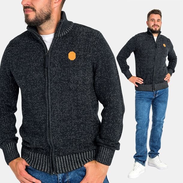 Sweter Męski Bawełna Na Zamek Ze Stójką Z Naszywką Stylowy Czarny M