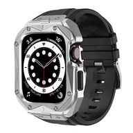 Akcesoria do smartwatchy - Kingxbar CYF140 2w1 pancerne etui Apple Watch 8, 7 (45 mm) ze stali nierdzewnej z paskiem srebrne - miniaturka - grafika 1