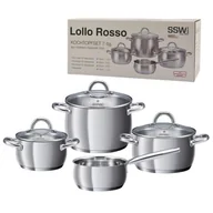 Zestawy garnków i patelni - Garnki 7 elementów nierdzewne SSW Lollo Rosso 400093 - miniaturka - grafika 1