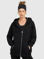 Bluzy damskie - 4F Bluza dresowa rozpinana z kapturem damska - czarna XS - miniaturka - grafika 1