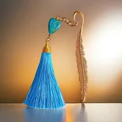 Zakładki do książek - Zakładka PREMIUM : serce : jaspis cesarski : turkus - miniaturka - grafika 1