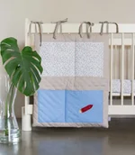 Organizery na łóżeczko - Przybornik do łóżeczka beżowo niebieski kosmos - miniaturka - grafika 1