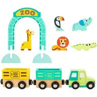 Łamigłówki - Tooky Toy Drewniana Plansza ZOO Zwierzęta Pojazd Wagoniki - miniaturka - grafika 1