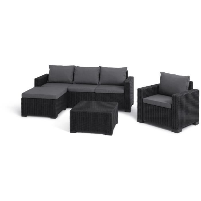 Meble ogrodowe - z tkanej żywicy imitującej rattan - Allibert firmy KETER - 5 osób - Moorea - Grafitowy szary