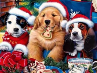 Zabawki kreatywne - Norimpex Diamentowa mozaika Psy w mikołajowym nastroju 30x40cm 1006964 - miniaturka - grafika 1