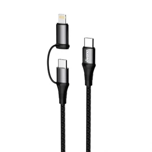 Dudao kabel przewód 2w1 USB Typ C PD - USB Typ C Power Delivery (60 W) + Lightning (18 W) 1 m szary (L20 gray) - Kable USB - miniaturka - grafika 2