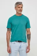 Koszulki męskie - Desigual t-shirt bawełniany męski kolor zielony gładki - miniaturka - grafika 1