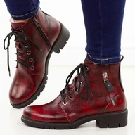 Botki damskie - Czerwone zimowe Polskie botki damskie Galant 3343 - miniaturka - grafika 1