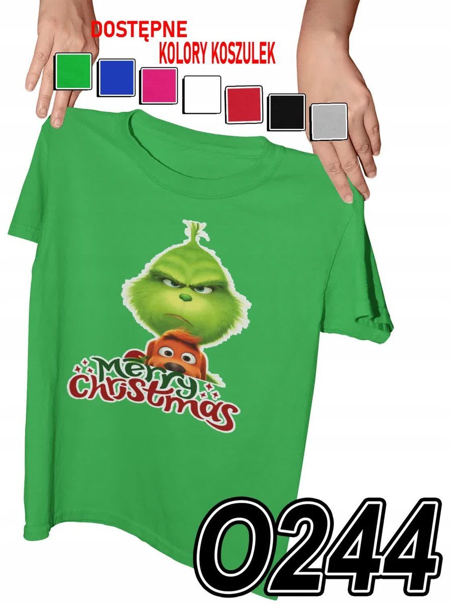 Koszulka Dziecięca Z Nadrukiem Grinch Świąt Nie Będzie Prezenty - L 146-152