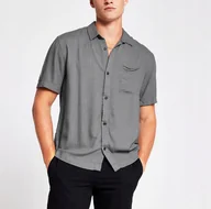 Koszule męskie - Koszula Męska Szara na Guziki Casual Kieszeń S Zap - miniaturka - grafika 1