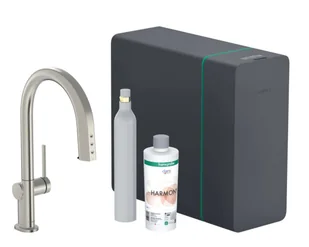 Hansgrohe Aqittura M91 - Bateria zlewozmywakowa z  wyciąganą wylewką SodaSystem, sBox, stal szlachetna optyczna 76806800 - Baterie kuchenne - miniaturka - grafika 1