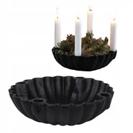 Świeczniki - ŚWIECZNIK ŚWIĄTECZNY STROIK BOŻE NARODZENIE 25cm ŻELIWNY NA 4 ŚWIECE CZARNY - miniaturka - grafika 1