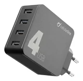Ładowarki do telefonów - Ładowarka do sieci CellularLine Multipower 4 Smartphone Detect 4 x USB port 42W ACHUSB442WK) Czarna - miniaturka - grafika 1