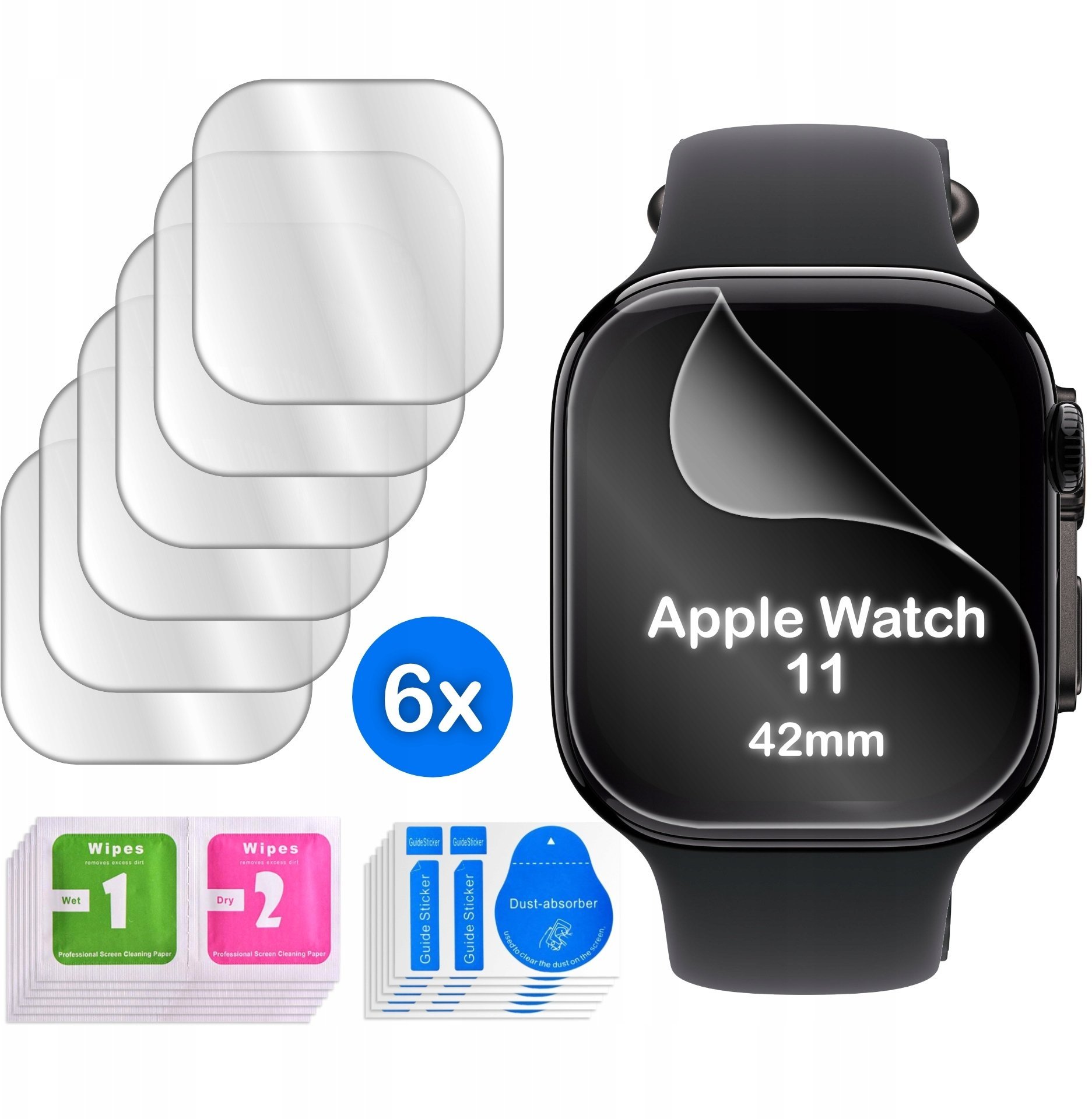 krainaGSM FOLIA do Apple Watch 11 42mm HYDROŻELOWA OCHRONNA na ekran 3D 6 sztuk