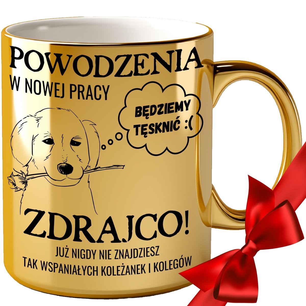 KUBEK NA POŻEGNANIE ODEJŚCIE KOLEŻANKI KOLEGI Z PRACY BIURA GRAWER ZŁOTY
