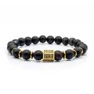 Bransolety męskie - Bransoletka czarna koraliki - kamienie naturalne onyks EM - EM Men's Accessories - miniaturka - grafika 1