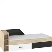 Łóżka dla dzieci i młodzieży - Łóżko 90 x 200 Lewe PAX-07 Pax MebloCross Dąb Endgrain / Biały / Błękit - miniaturka - grafika 1