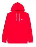 Bluzy męskie - Champion Męska bluza z kapturem Legacy American Classics Heavy Power blend Terry małe logo z kapturem, intensywna czerwień, S - miniaturka - grafika 1