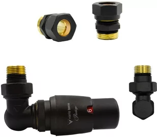 Varioterm Zawór termostatyczny trójosiowy MASTER ze złączką PEX/CU - czarny strukturalny miedziana - CU 15 mm lewy EMAGS0214CFK/L(Cu) - Zawory i kraniki - miniaturka - grafika 1