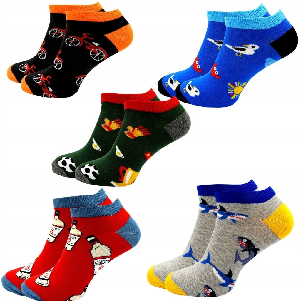 SKARPETY MĘSKIE KRÓTKIE SKARPETKI BAWEŁNIANE KOLOROWE NISKIE ZESTAW 5 PAR