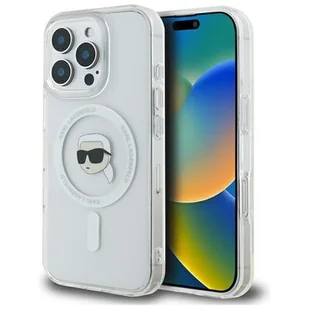 Karl Lagerfeld KLHMP16LHLSKIH iPhone 16 Pro 6.3" biały/white hardcase IML Metal Karl Head MagSafe - Etui i futerały do telefonów - miniaturka - grafika 1