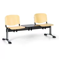 Inne meble biurowe - Drewniana ławka do poczekalni ISO, 2-siedziska + stolik, chromowane nogi - miniaturka - grafika 1
