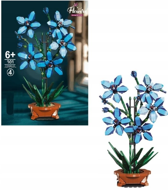 KLOCKI KONSTRUKCYJNE KWIATY NIEBIESKI STORCZYK Orchidea o Kwiecie Lotosu