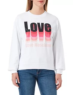 Bluzy damskie - Love Moschino Bluza w Stretch Cotton Koszulka Damska, Optyczna biel, 40 - grafika 1