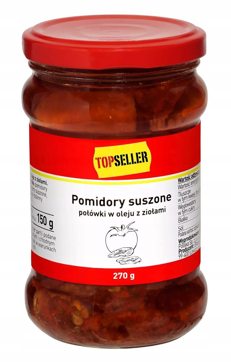 Pomidory suszone połówki w oleju Tops 270 g