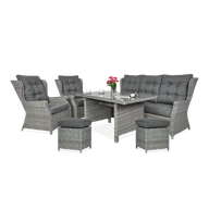 Meble ogrodowe - Meble technorattanowe TRIVENTO 3 DINING + PUFY Stone Grey - Focus Garden - miniaturka - grafika 1