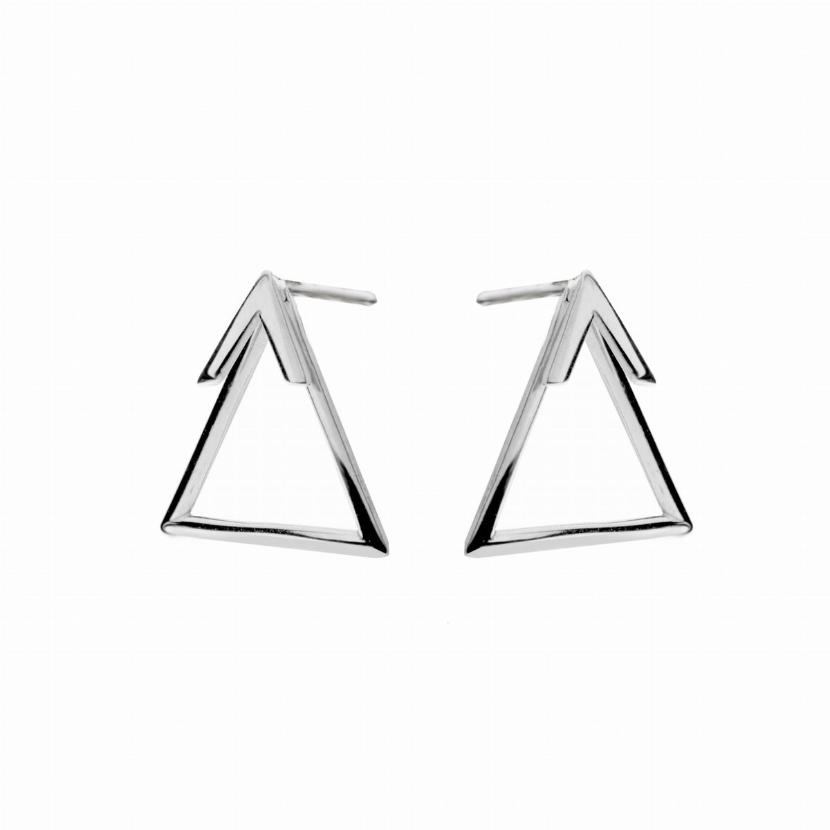 Srebrne kolczyki pr. 925 geometryczne trójkąty 925 na sztyft