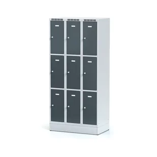 Alfa 3 Szafka ubraniowa 9-drzwiowa na cokole, drzwi antracytowe, zamek cylindryczny 1261836 - Szafki BHP - miniaturka - grafika 1