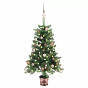 vidaXL Sztuczna choinka z lampkami LED i bombkami, 65 cm, zielona - Choinki - miniaturka - grafika 1