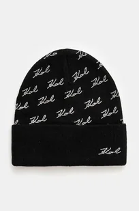 Karl Lagerfeld czapka z domieszką wełny kolor czarny  246W3414 - Czapki damskie - miniaturka - grafika 1