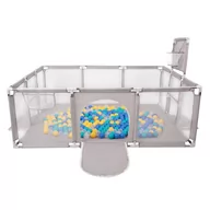 Suche baseny - Selonis Boisko BO-100X z piłeczkami 6cm szary: turkus-niebieski-żółty-transparent 180x122x62/400piłek - miniaturka - grafika 1