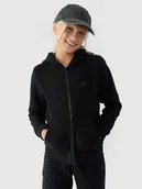 Bluzy dla dziewczynek - 4F Bluza dresowa rozpinana z kapturem dziewczęca - czarna 152 (11-12 lat) - miniaturka - grafika 1