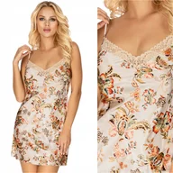 Bielizna nocna - Koszula nocna satynowa DONNA Paris beżowa S 36 - miniaturka - grafika 1