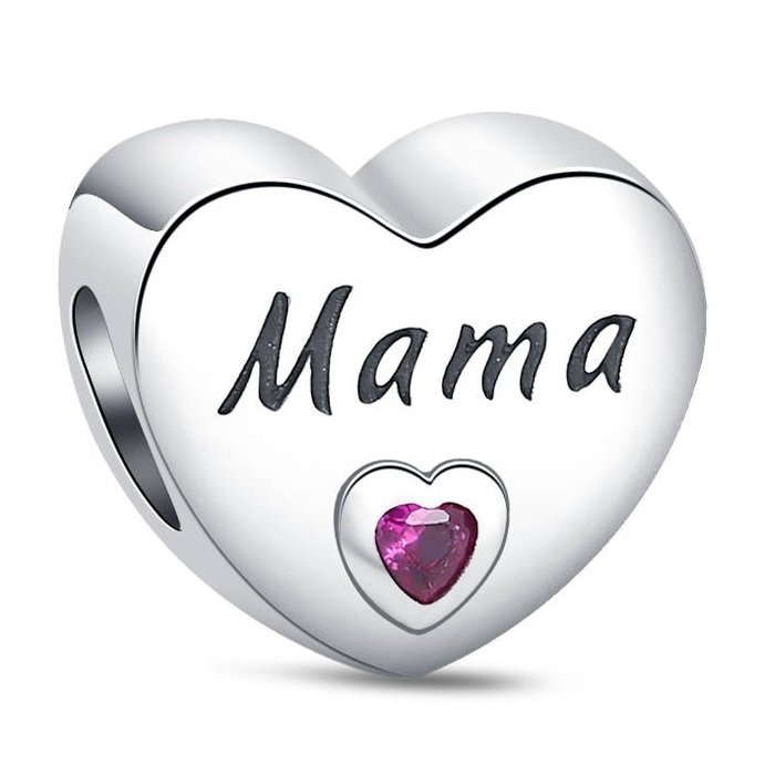Zawieszka Charms SREBRO 925 Koralik Serce Mama Dzień Matki