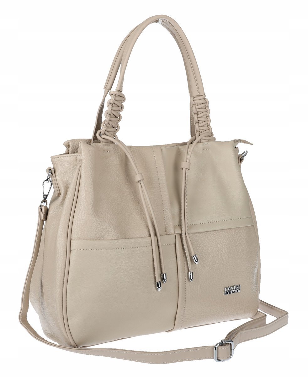 Torebka Damska shopper worek włoska marka coveri collection CC6682 beżowa