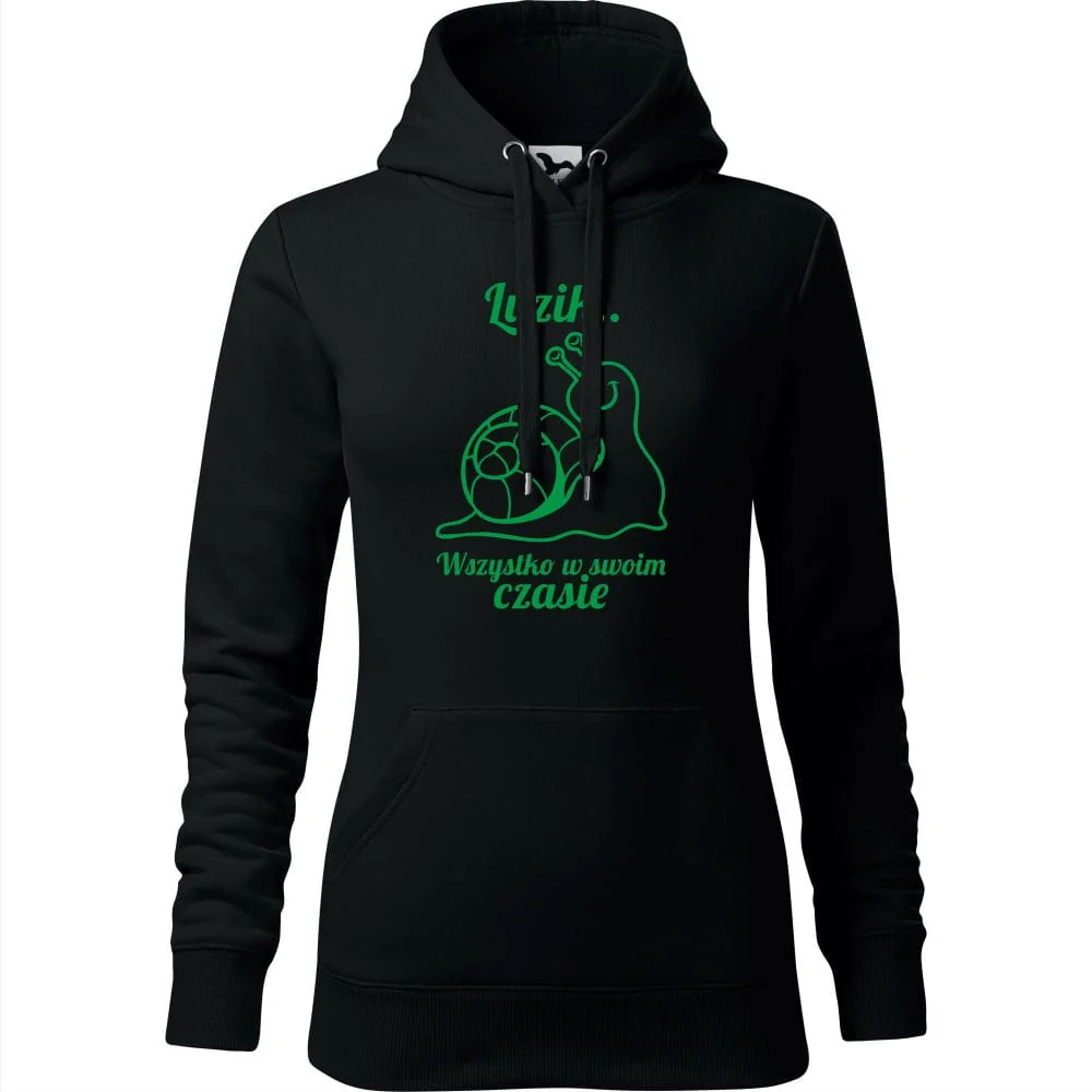 Damska Bluza Z Kapturem - Luzik... Wszystko W Swoim Czasie Czarny 2xl
